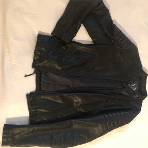 Armani Exchange Leather Moto Jacket | Color: Black